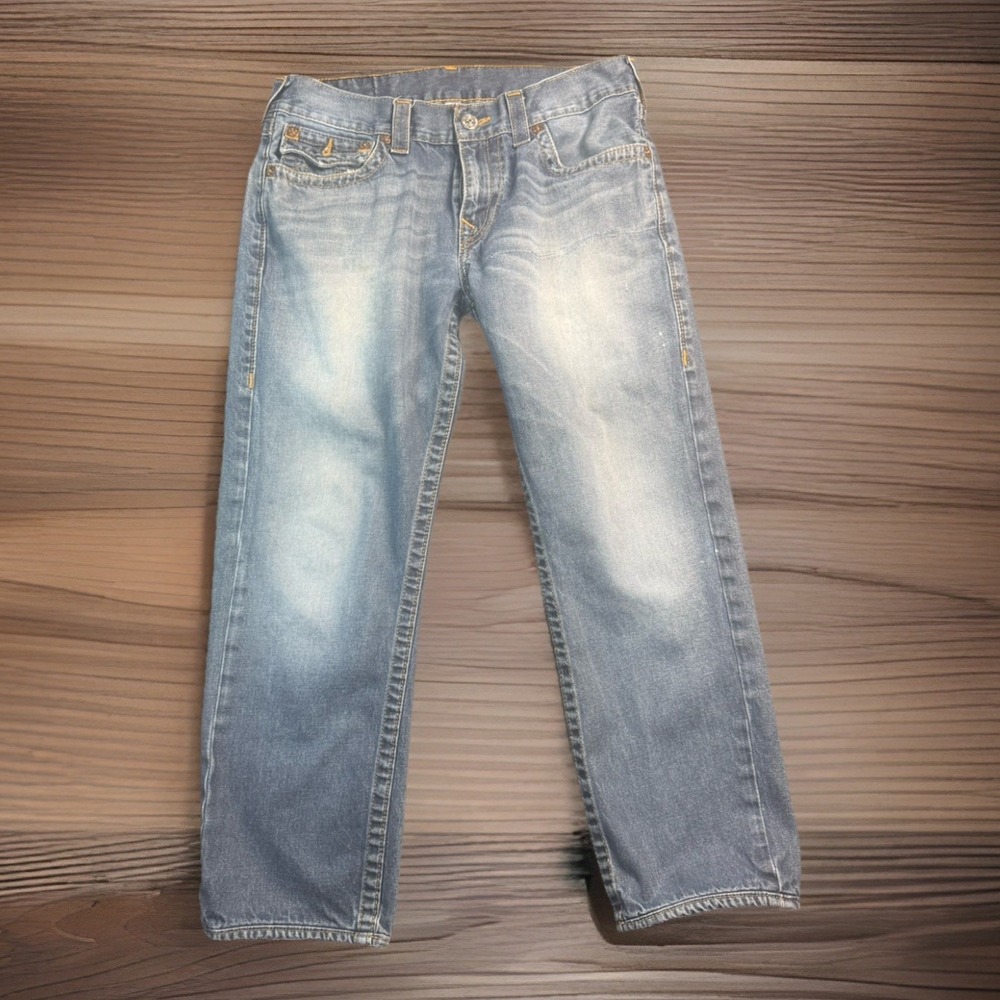 True‎ Religion Mens Jeans 32x26 Straight Leg Blue Denim World Tour Flap Joey Y2K